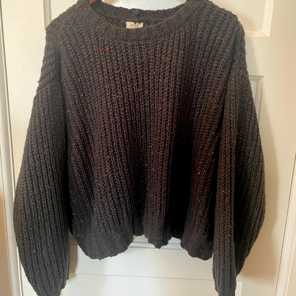 Cropped black “confetti” sweater